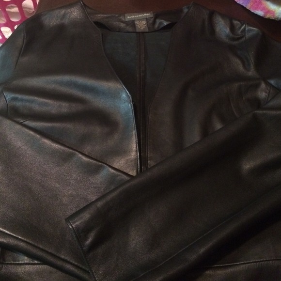 Banana Republic Leather Peplum Light Jacket