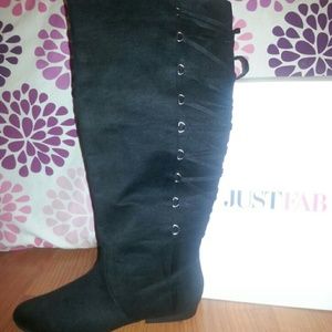 Wide calf black  tall boots.