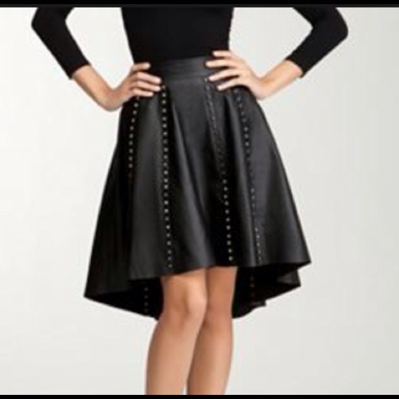 Bebe Hi-Lo Studded Leather Skirt (It's BEAUTIFUL!) - Picture 3 of 3