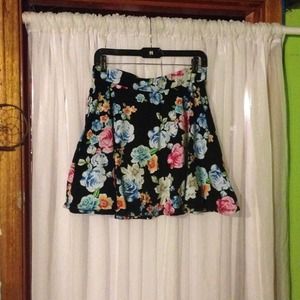 Black Bright Floral Circle Skirt
