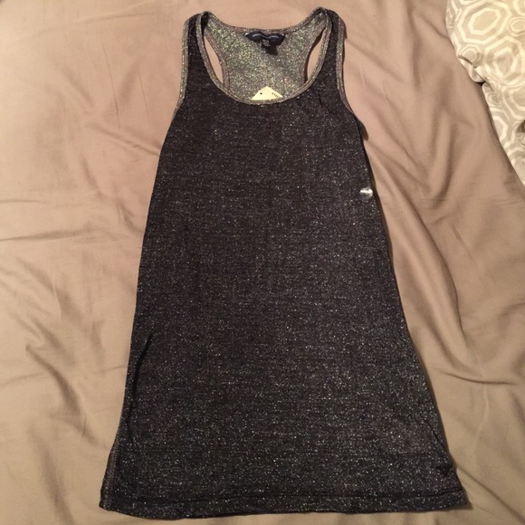 Glitter black tank top xs