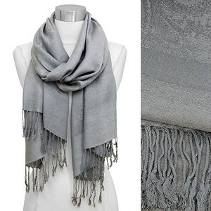 *SALE 47% OFF* Gray Silk Blend Paisley Pashmina