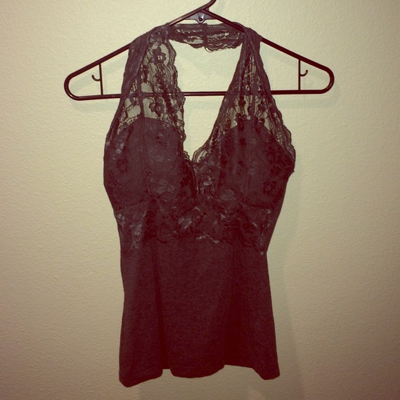Dark grey lace sexy halter top - Picture 1 of 2