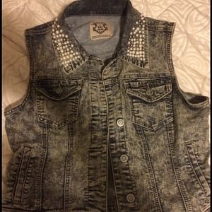 Denim & pearl vest