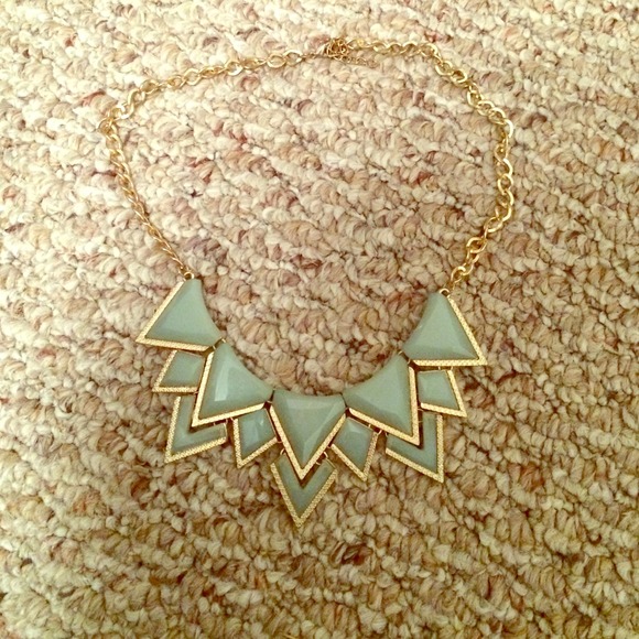 Blue/ green and gold statement necklace