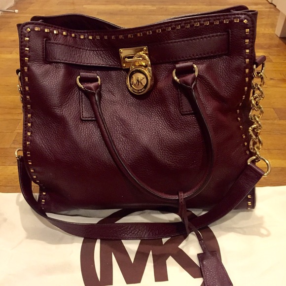 SOLD Michael Kors Bordeaux Hamilton Whipstitch Bag - Picture 2 of 4