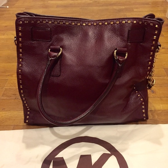 SOLD Michael Kors Bordeaux Hamilton Whipstitch Bag - Picture 3 of 4