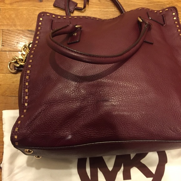 SOLD Michael Kors Bordeaux Hamilton Whipstitch Bag - Picture 4 of 4