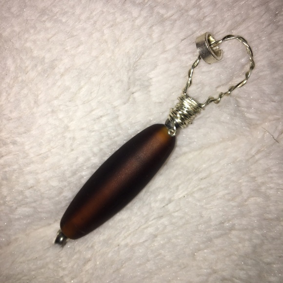 Smooth Matte Brown Beach Glass Pendant - Picture 5 of 7