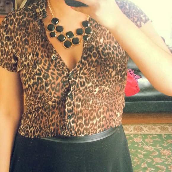 PRICE REDUCED Crop animal print button up