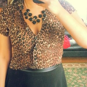 PRICE REDUCED Crop animal print button up