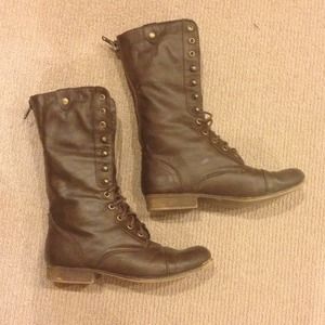 Brown combat boots