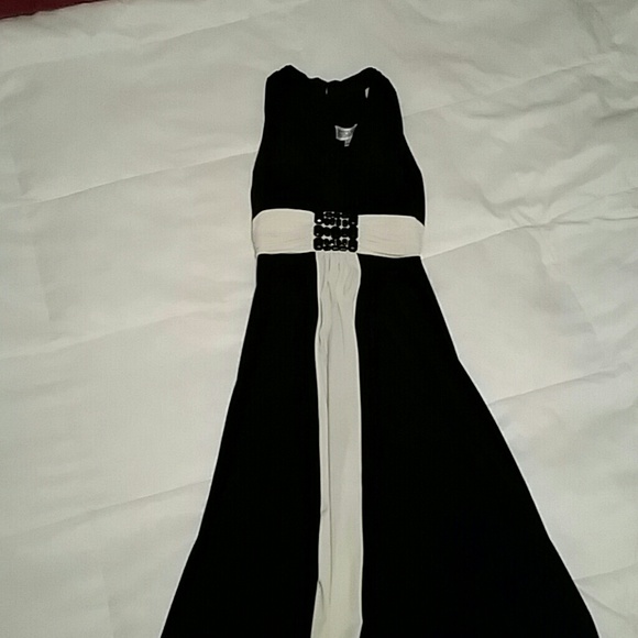 Black cocktail dress with white accent