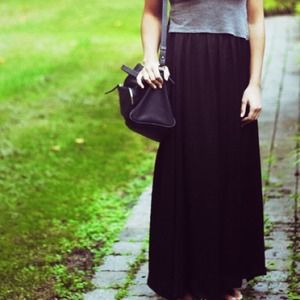 Brandy Black Cotton Maxi Skirt