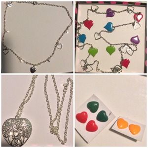 Heart earrings and necklaces bundle