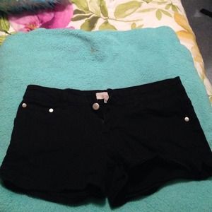 Black denim shorts