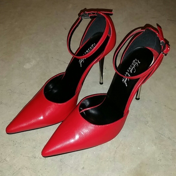 Red high heels with strap