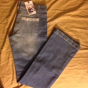 Bisou Bisou boot cut jeans with bling detail