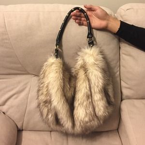 Faux fur shoulder bag