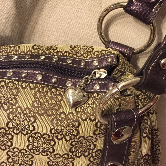 Printed canvas bag with metallic purple trim - Picture 2 of 4