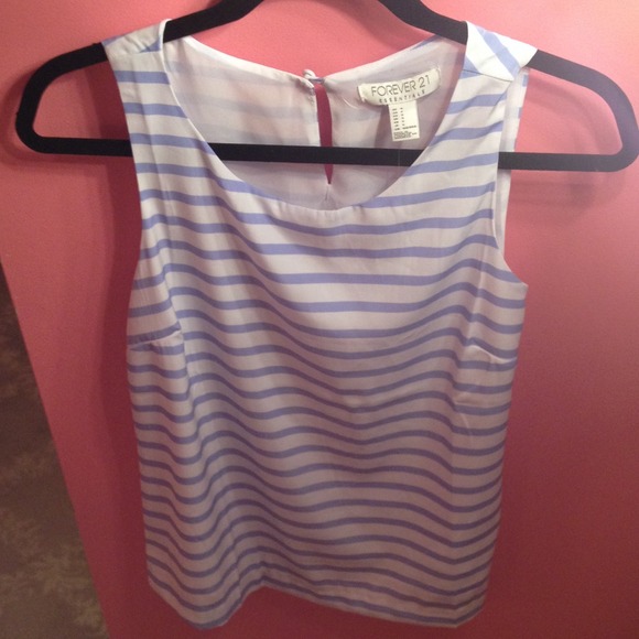 Blue and Ivory Striped Blouse - Picture 1 of 4