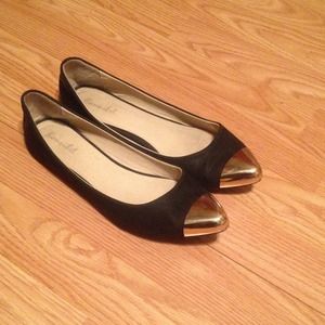 Black Flats with gold design