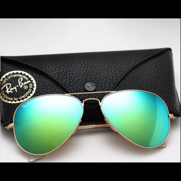 Ray-Ban Accessories - Ray Ban green mirror aviator