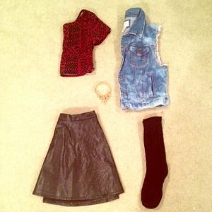 Red & Black Tribal PacSun Crop Top