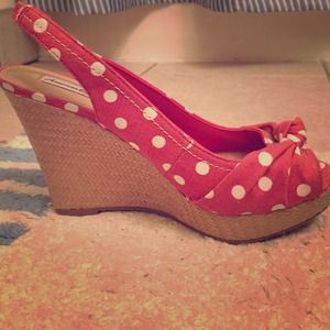 Pink Polka Dotted 4 inch heels - women's size 7