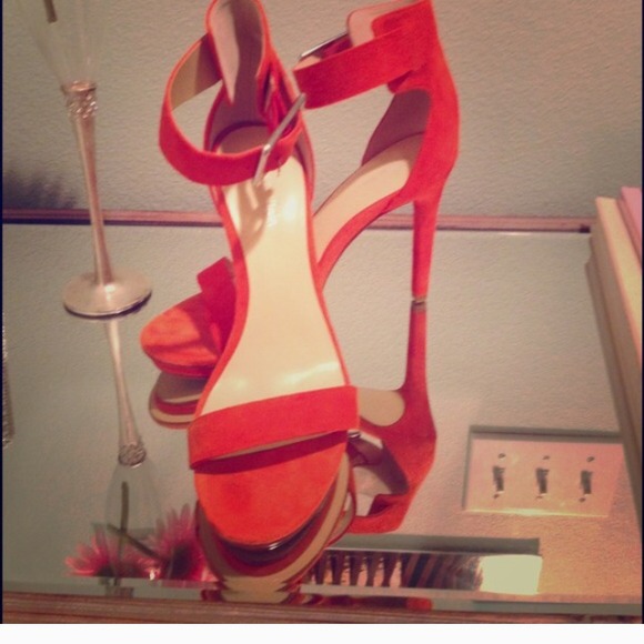 orange Calvin Klein sandal heels