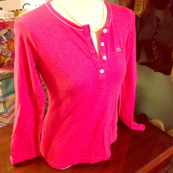 Hot Pink Lacoste Long Sleeve Top