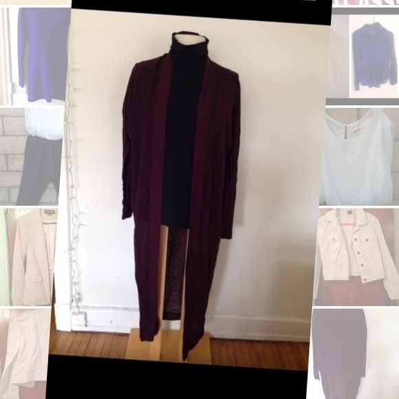 Long burgundy cardigan