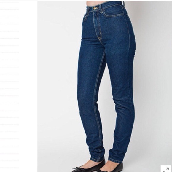 Dark wash high-waisted jeans