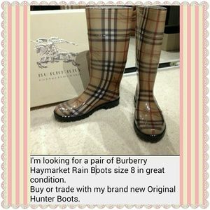 ISO Burberry Haymarket Rain Boots