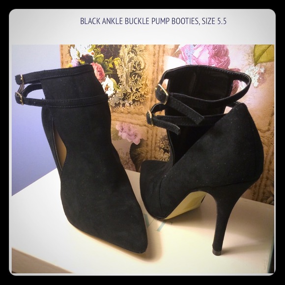 Forever 21 Shoes - BLACK DOUBLE ANKLE BUCKLE PUMP BOOTES, SIZE 5.5