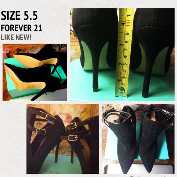 BLACK DOUBLE ANKLE BUCKLE PUMP BOOTES, SIZE 5.5 - Picture 3 of 4