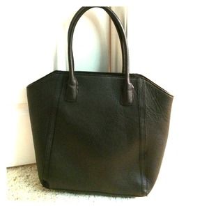All black faux leather tote by H&M