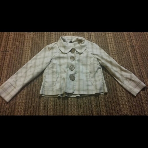 Checkered beige w/brwn n blue stripes jacket/blaze