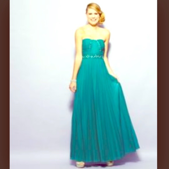 Jodi Kristopher Strapless Beaded 2Tone Dress