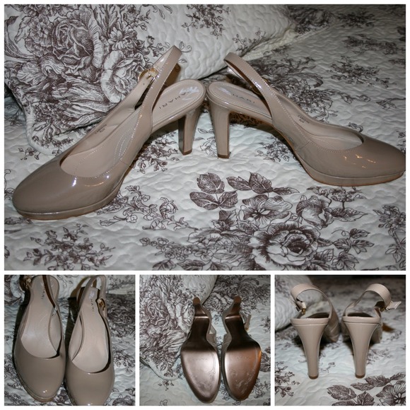 Tahari Carolyn, Nude Patent Slingbacks