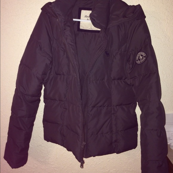 Grey Abercrombie and Fitch feather coat.