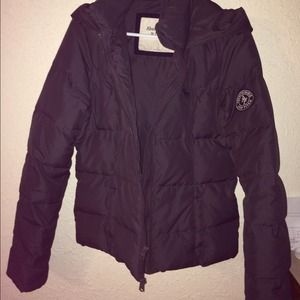 Grey Abercrombie and Fitch feather coat.
