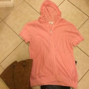 Liz Claiborne- peach sweater with shear front