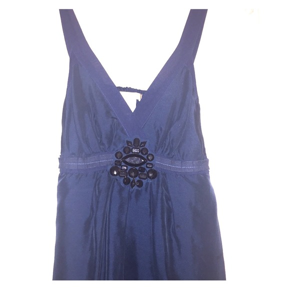 Silk Blue Dress w/ Jeweled Detail