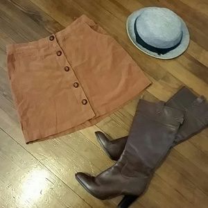 BDG High Waisted Rust Colored Corduroy Mini Skirt