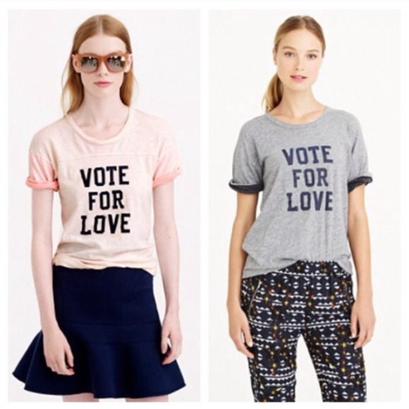 J. Crew Tops - Vote for Love vintage jcrew shirt in GRAY
