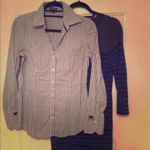 Banana Republic sweater dress & Express button up