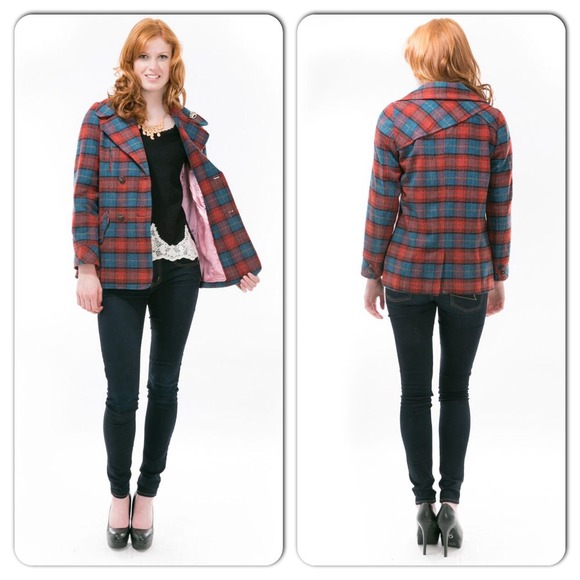 Checkered plaid jacket coat