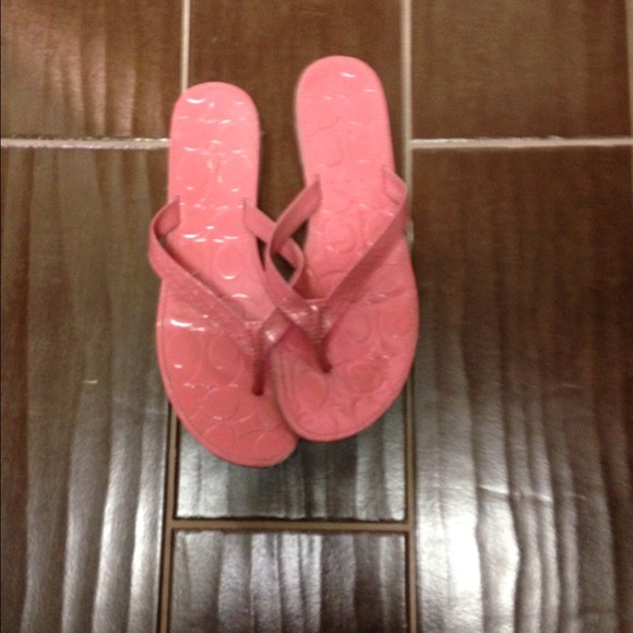 Pink authentic coach sandals- Sold