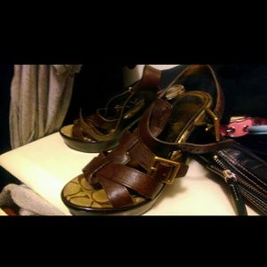 Brown coach pumps